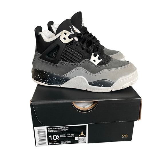 Jordan 4 Retro Fear PS Size 10.5C FV4537-002 Kids Sneakers ORIGINAL BOX INCLUDED - Picture 1 of 12